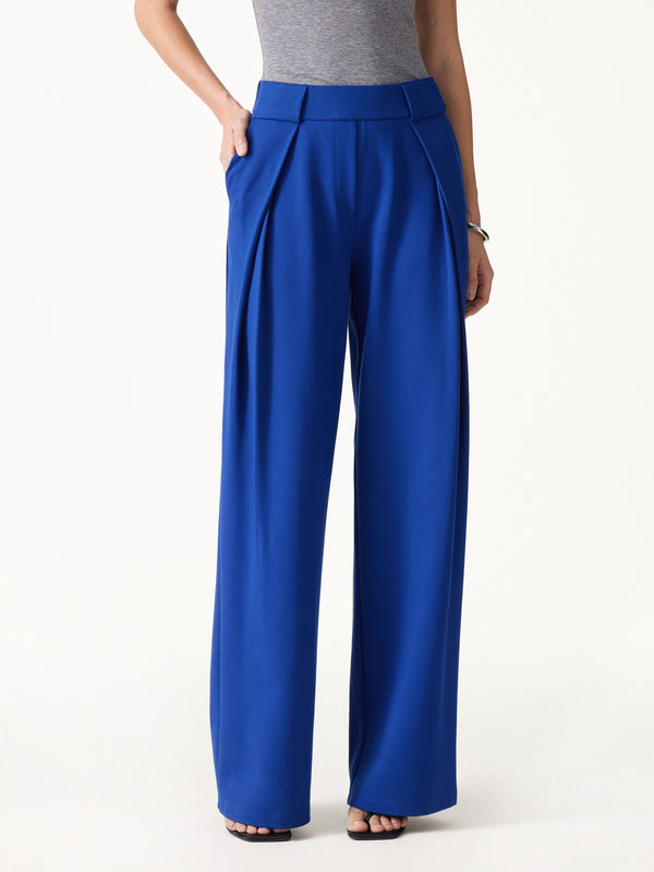 OGLmove Ponte Mid-Rise Wide-Leg Tuck Pants with Pockets