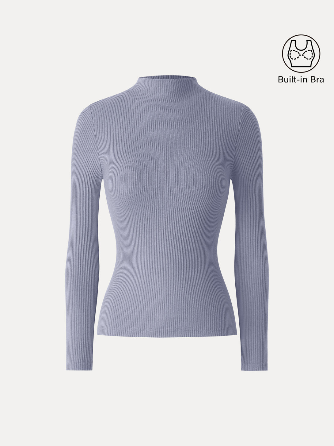 Ribbed Mockneck Long Sleeve Brami Heather Dolphin Blue XS