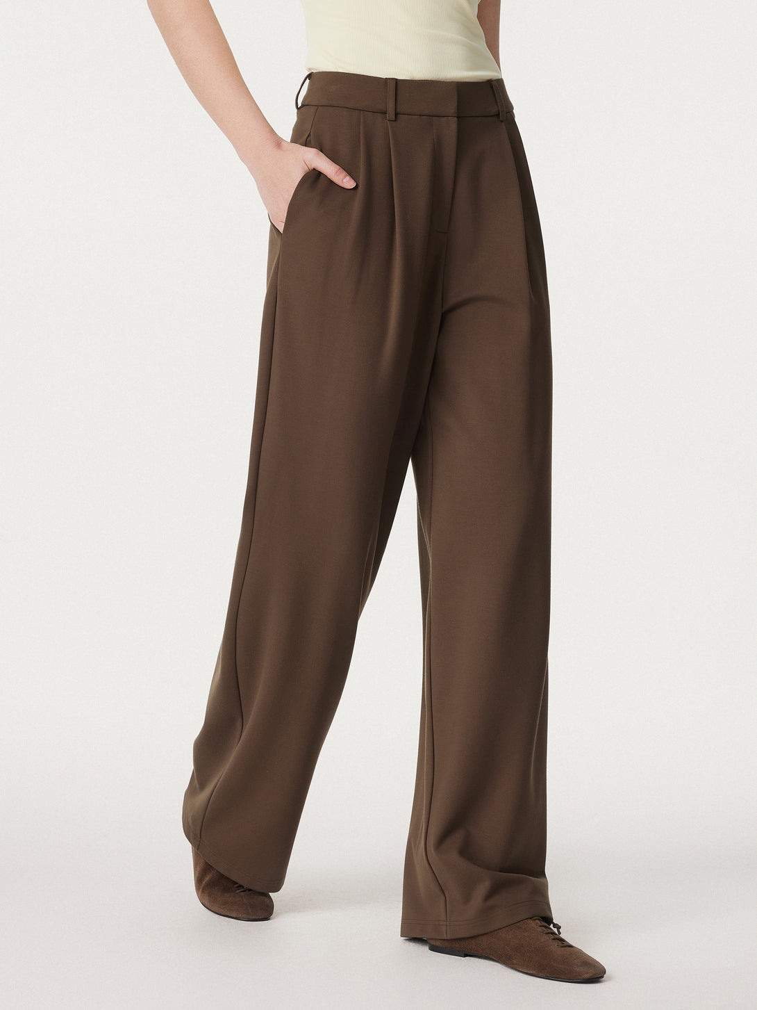 Breezy Wide Leg Pant with Pockets Regular Pecan