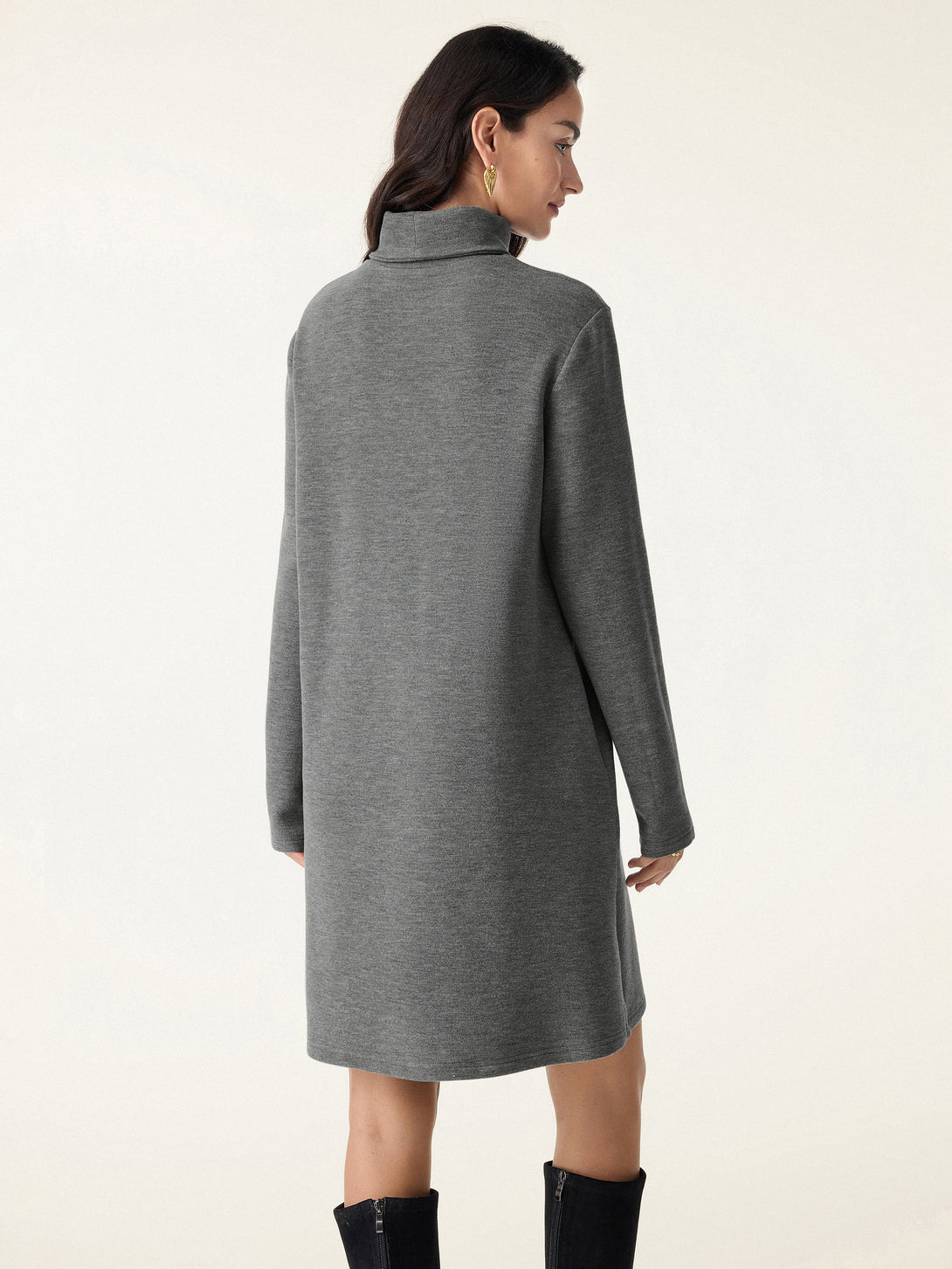 Cozy Warm Turtleneck Brushed Inside Mini Dress