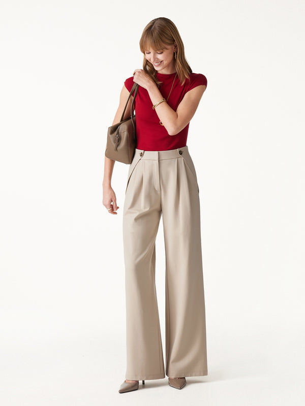 OGLmove Ponte High-Rise Wide-Leg Gusset Pants with Pockets