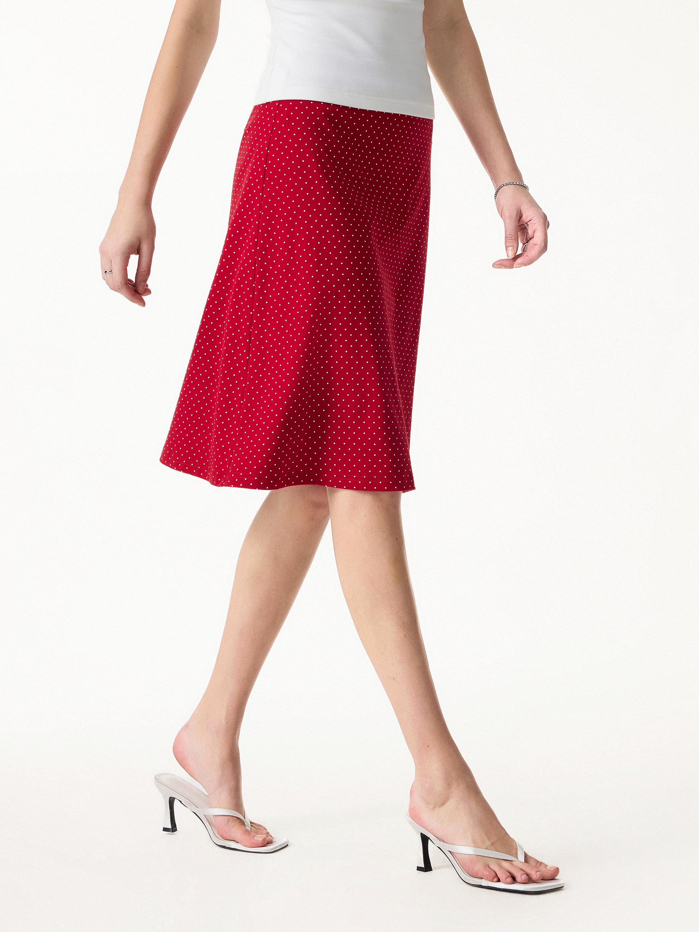 Stretch Cotton Polka Dot Line Flare Skirt Limited Edition
