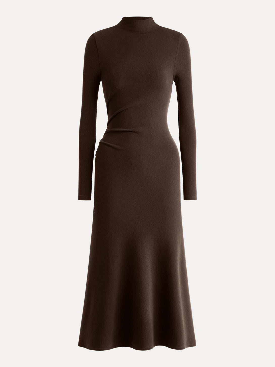 ProWarm Long Sleeves Mockneck Tucks Midi Dress