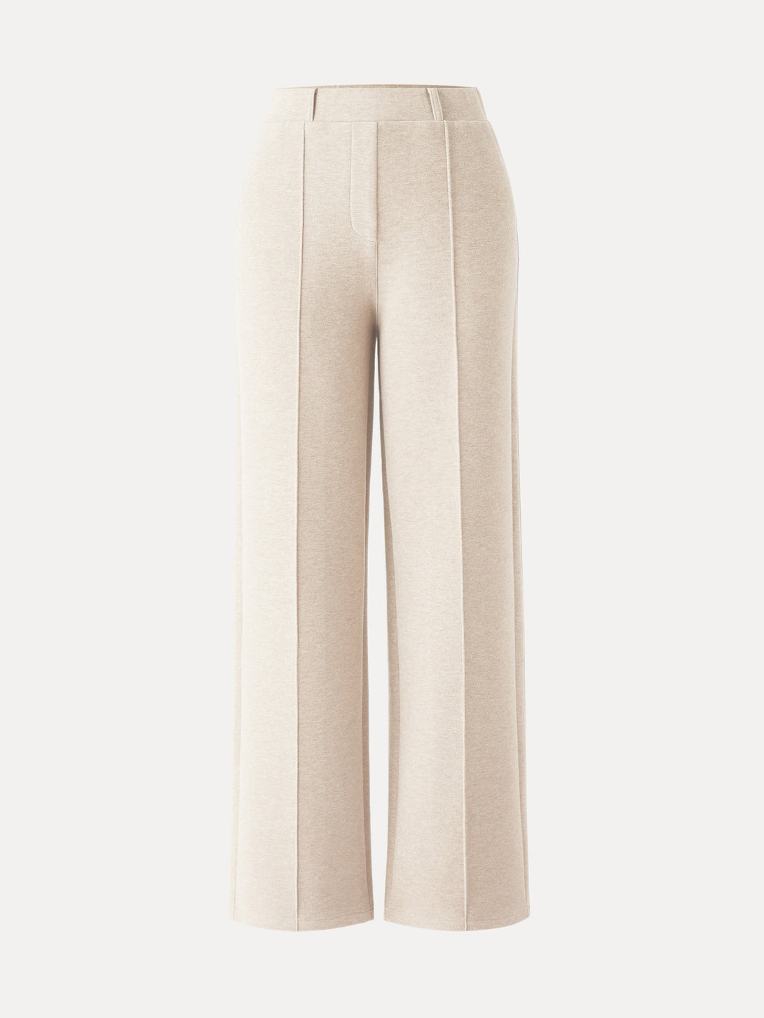 High Waisted Straight Leg Pull On Pant Regular Heather Beige