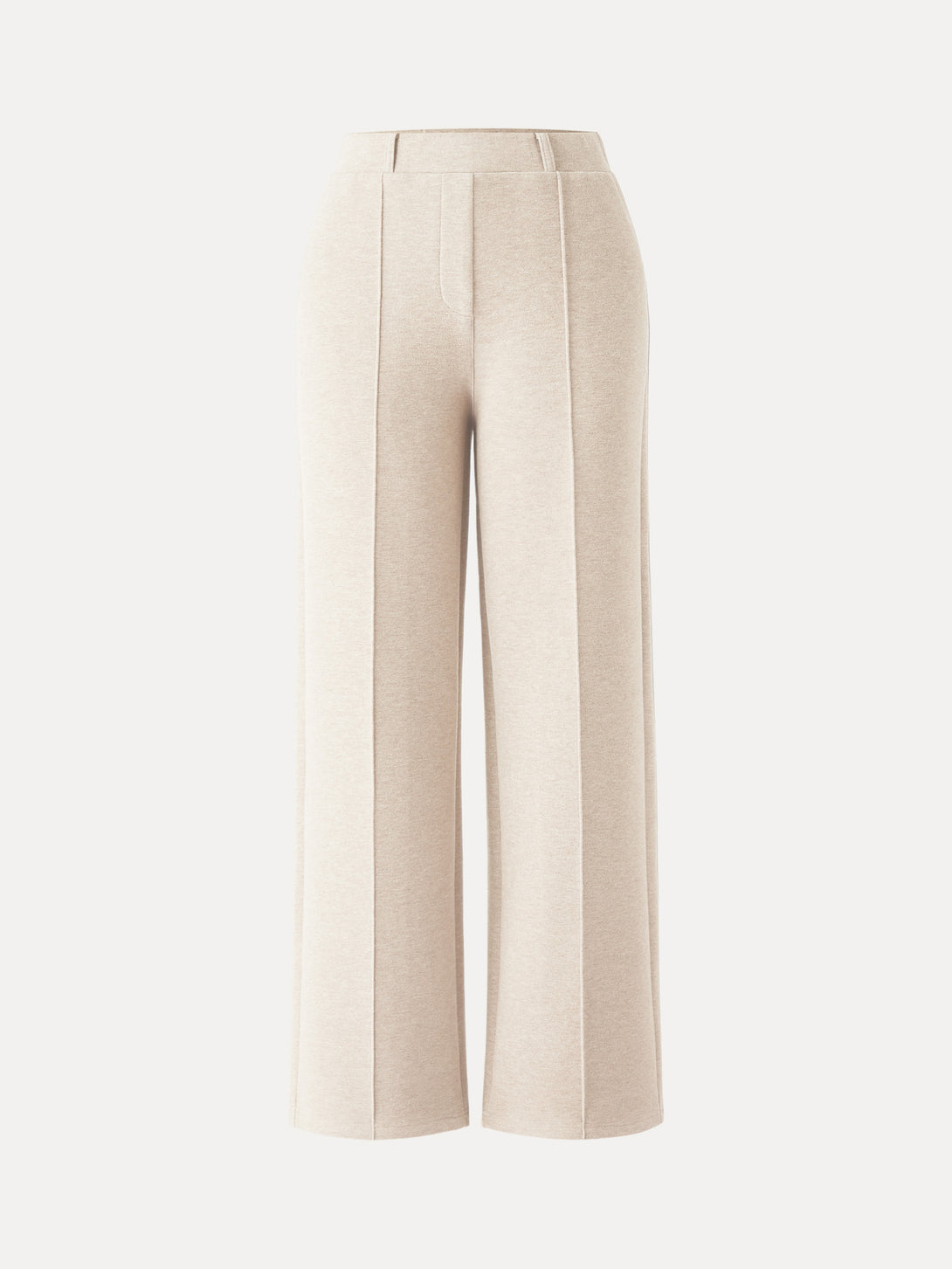 High Waisted Straight Leg Pull On Pant Petite Heather Beige