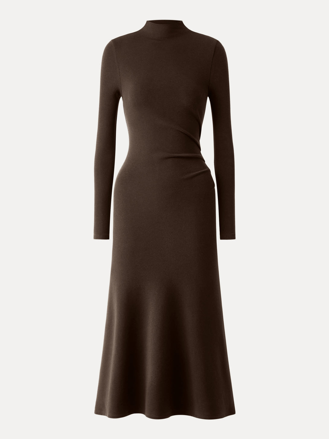 ProWarm Long Sleeves Mockneck Tucks Midi Dress