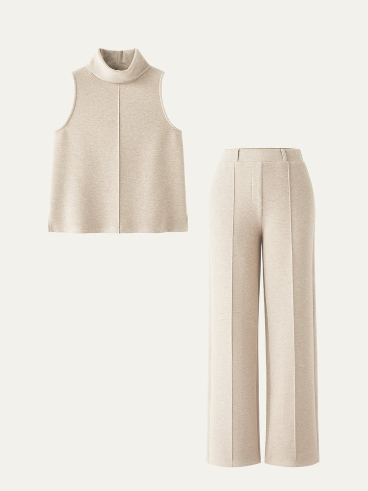 High-Waisted Straight-Leg Pants Set Up