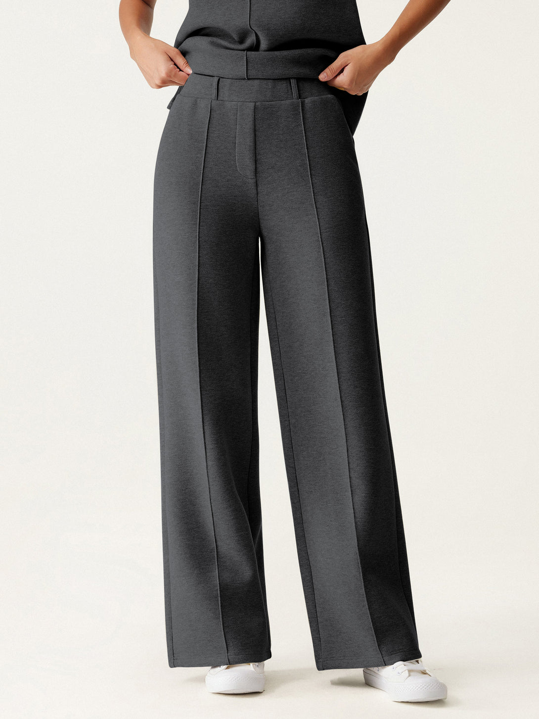 High Waisted Straight Leg Pull On Pant Regular Deep Grey