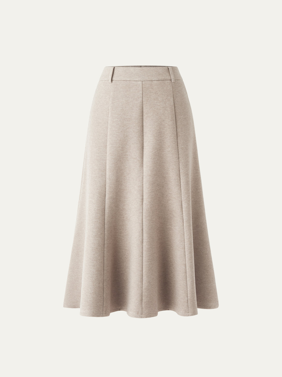 High Waisted Umbrella Hem Midi Skirt Regular Heather Beige