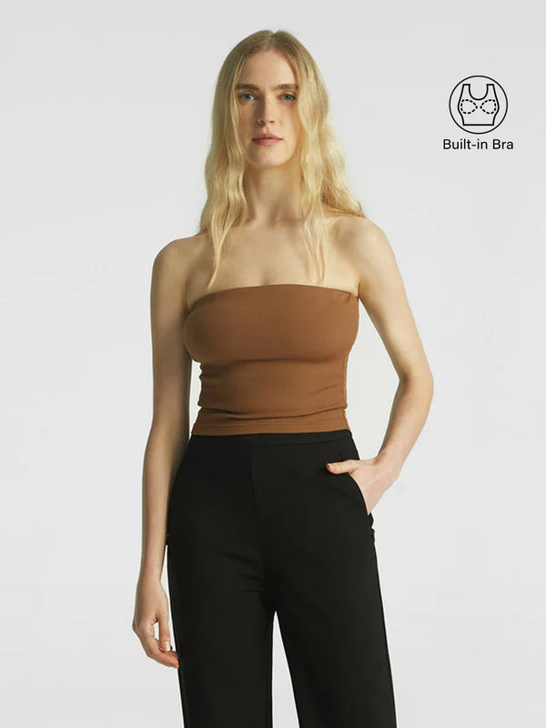 Premium Rib Brami Tube Top Almond Coffee XL