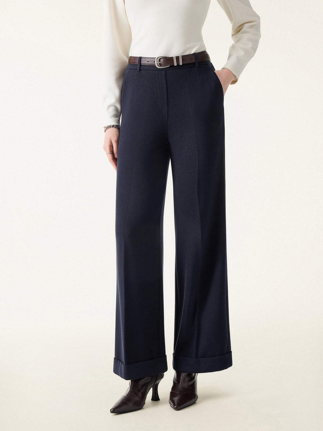 Cozy Warm High Rise Kickout Pull-on Pants with Pockets