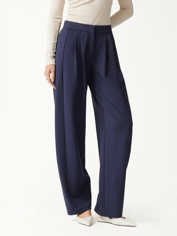 OGLmove Ponte Low-Rise Ankled Barrel Pants with Pockets Navy XXS