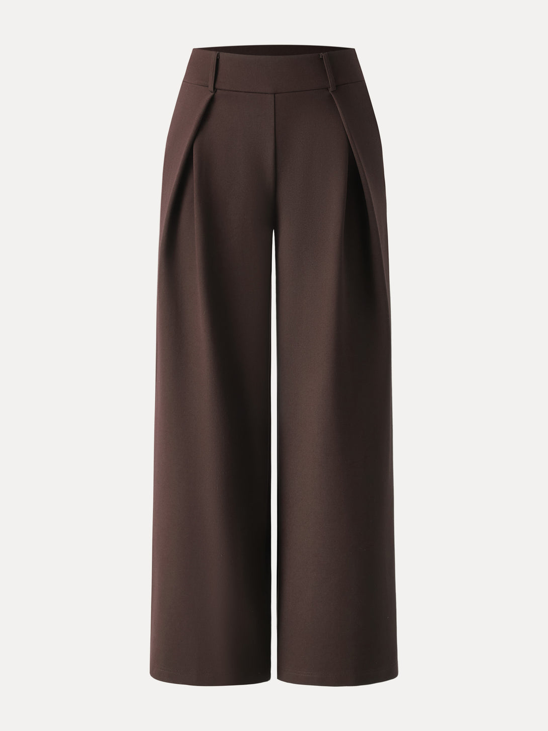 Wrinkle-Resistant Stretchy High Rise Wide Leg Pants with Pockets Regular Espresso