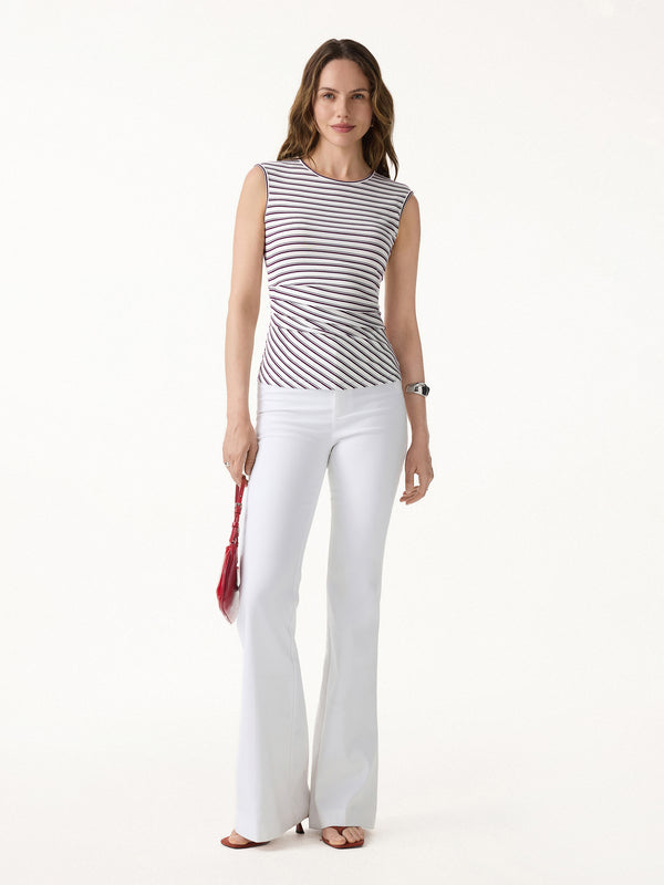 OGLmove Lyocell Striped Tucked Sleeveless Bra Top