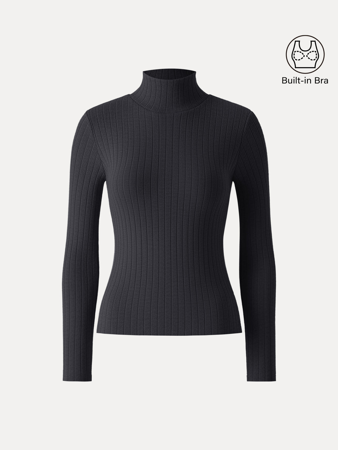 Turtleneck Wide Ribbed Long Sleeve Brami Bush Grey XS