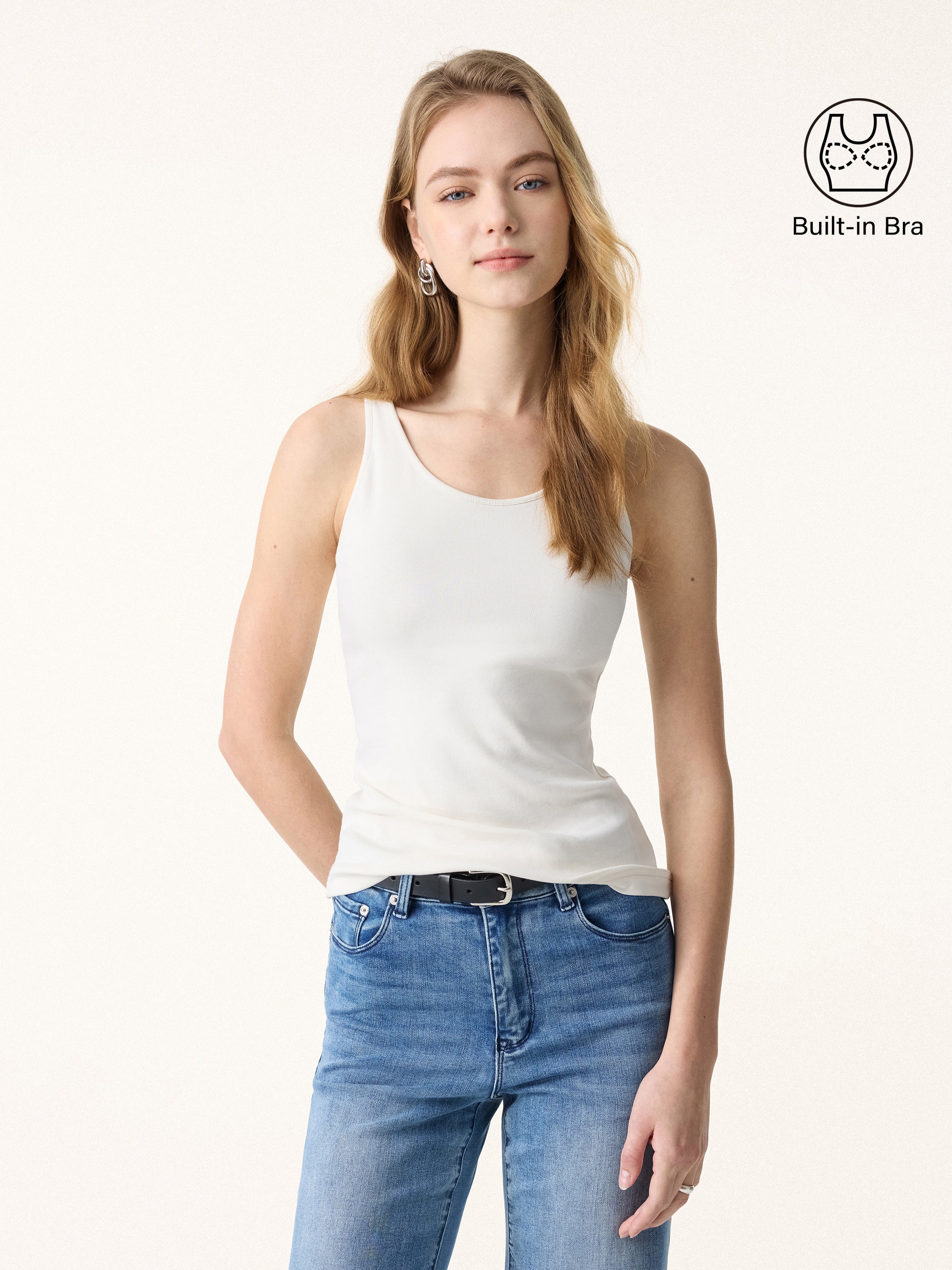 Cotton Lyocell U Neck Bra Tank