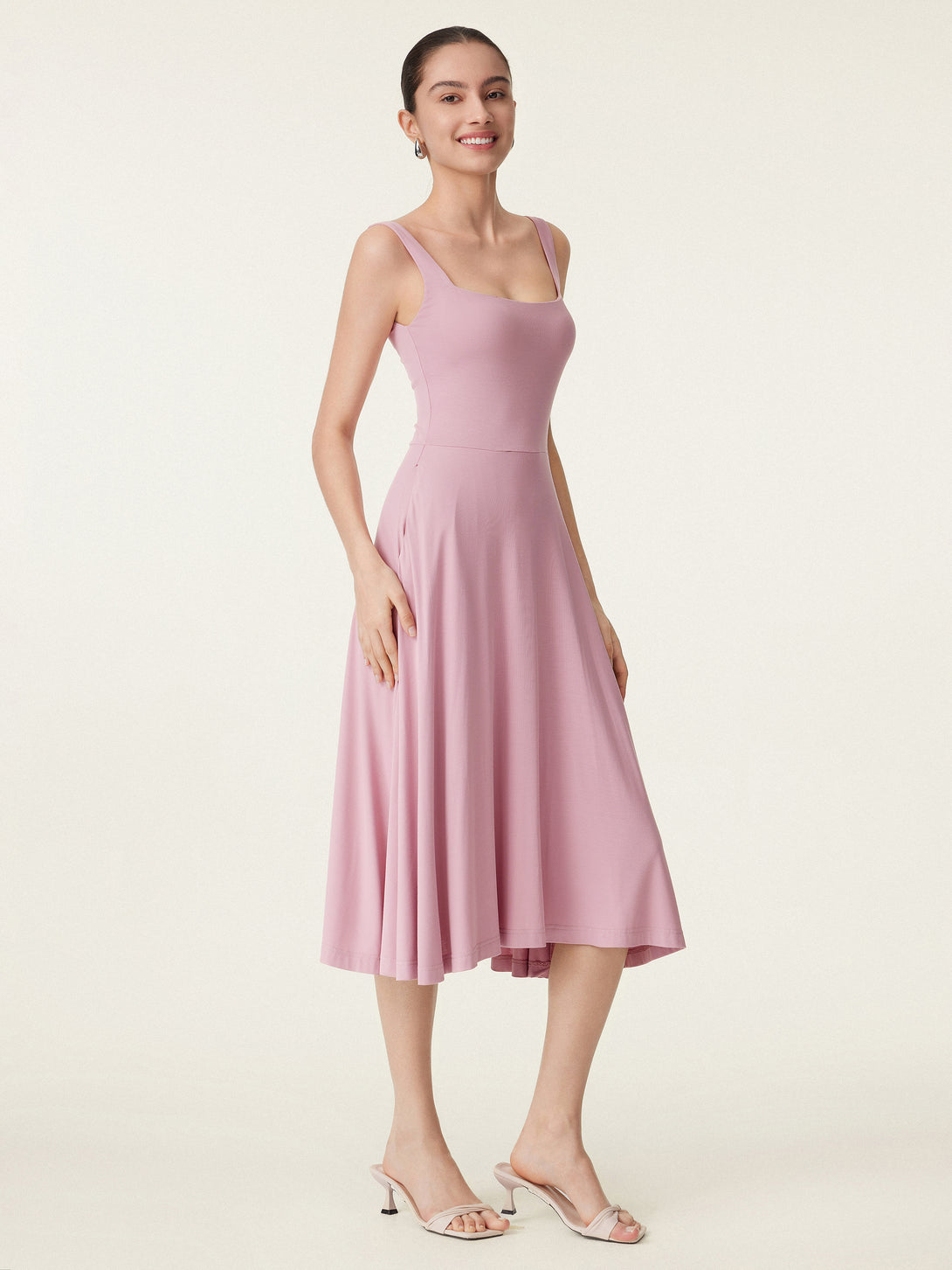 Square Neck Flowy New Airy Brami Midi Dress