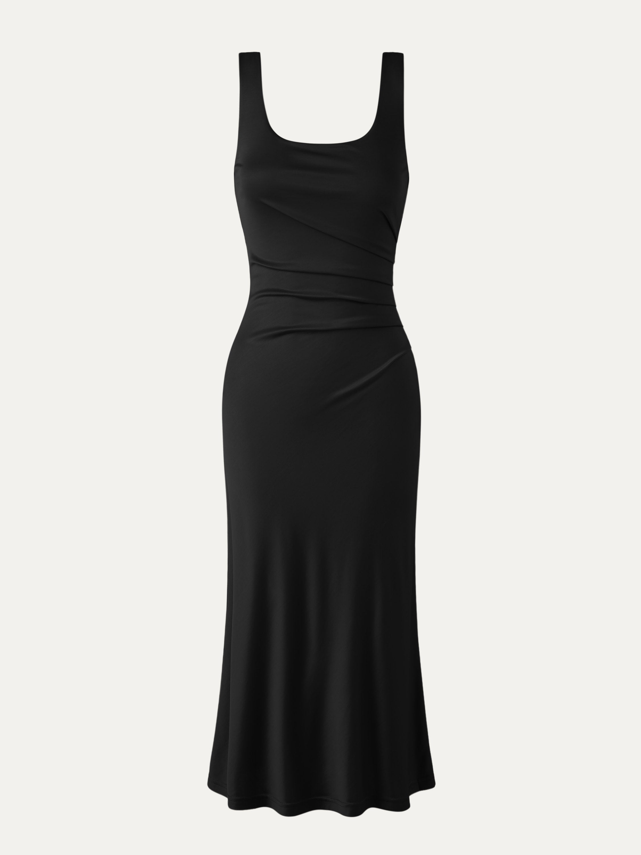 Acetate Square Neck Midi Dress