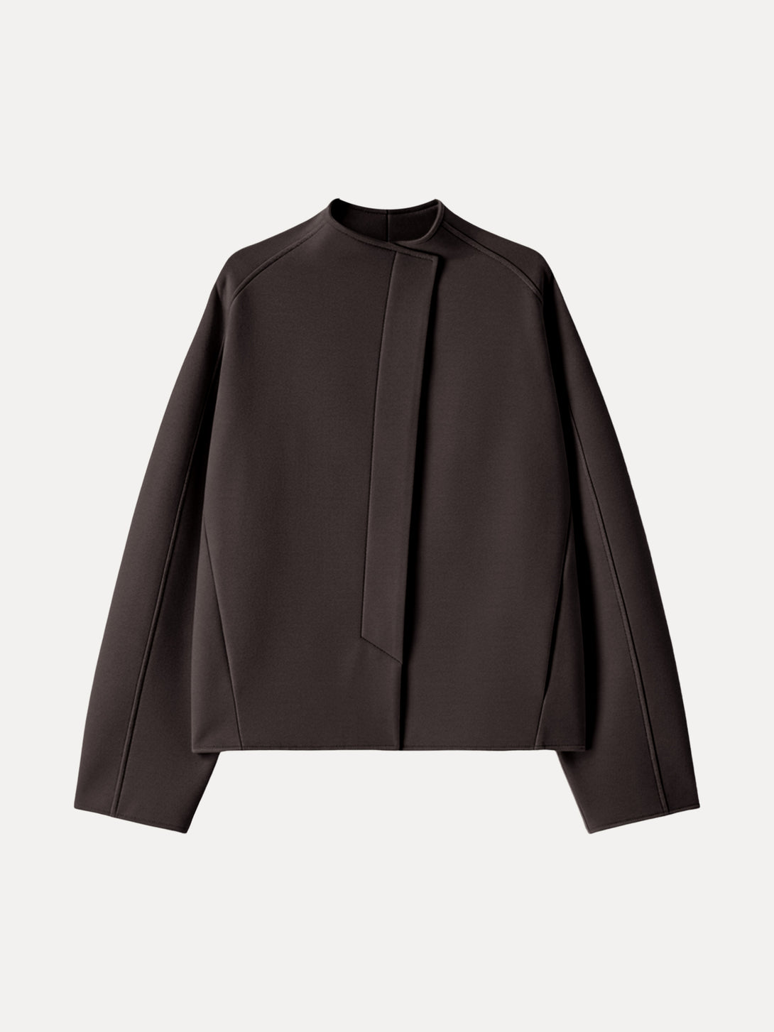 Minimalist Stand Collar Cropped Jacket with Pockets