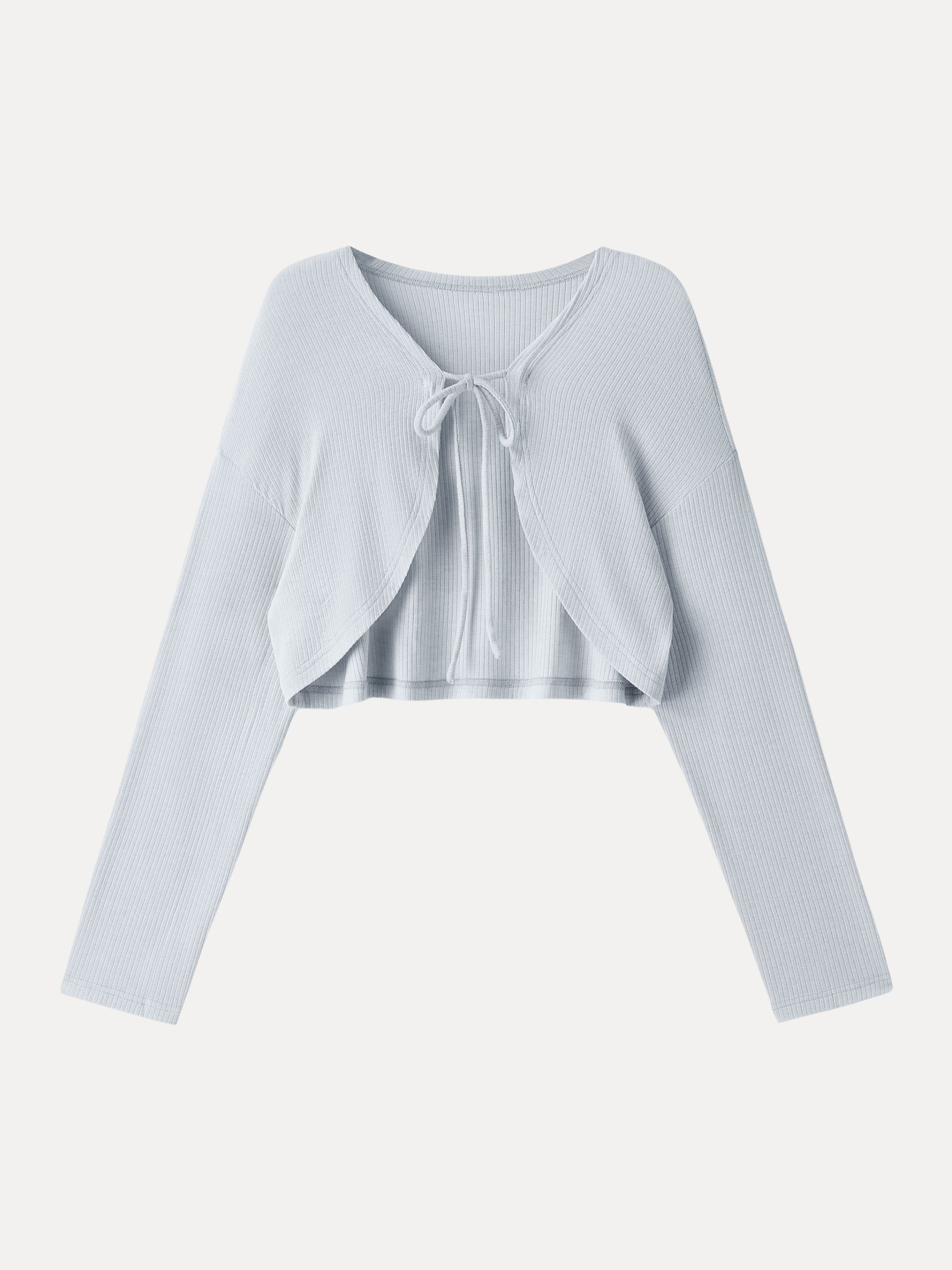 Textured Summer Cropped Cardigan Tie