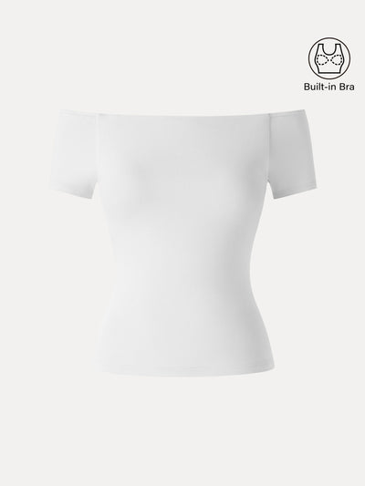 OGLmove Cotton Lyocell Off-the-Shoulder Bra Top White XS