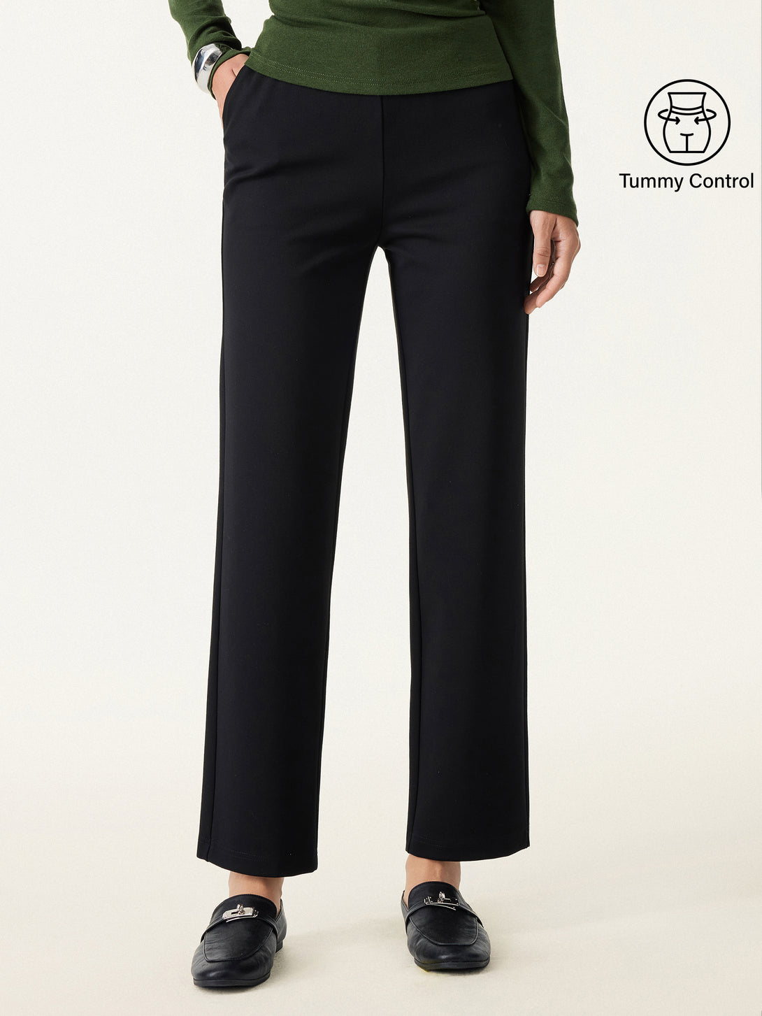 Tummy-Control Slim Ponte The Everyday Pant Regular Black