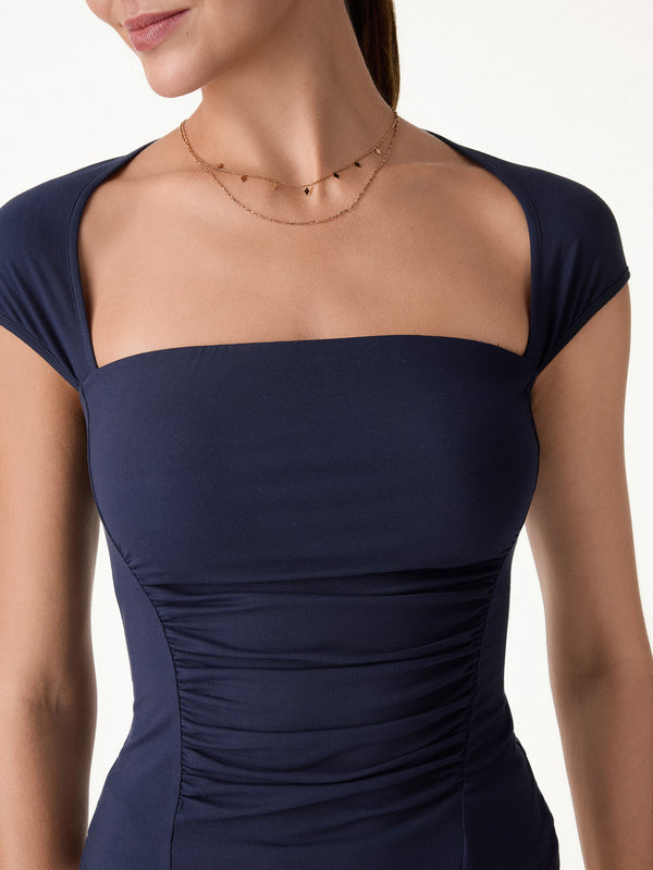 OGLmove SkinKiss Square Neck Cutout Back Ruched Bra Top