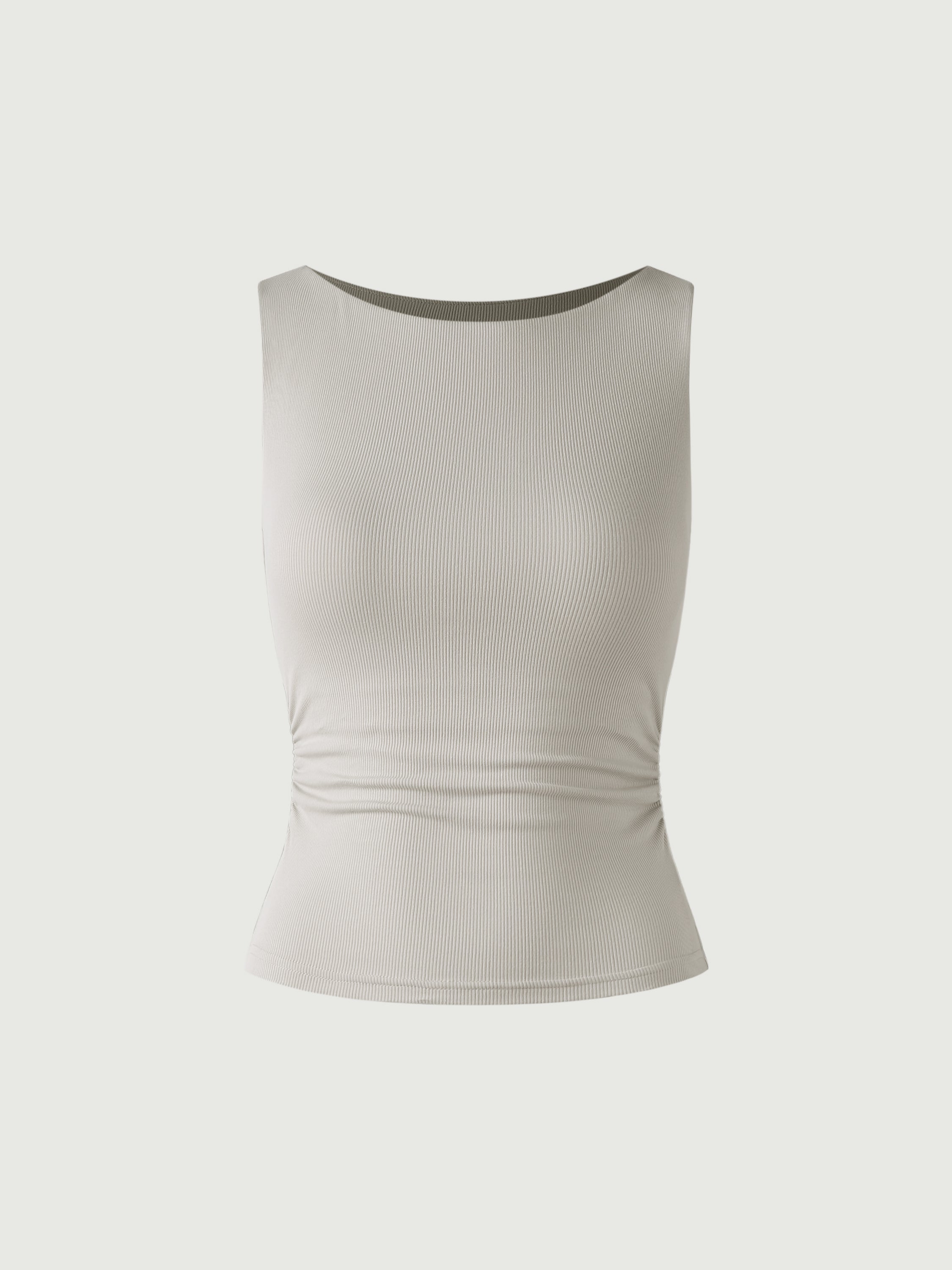 Eco-SkinKiss® Ruched Sides Boatneck Brami - Concrete