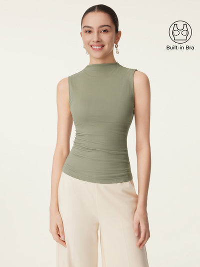OGLmove 2Pcs Set Mockneck Bra Tank & Pull-on Mermaid Midi Skirt