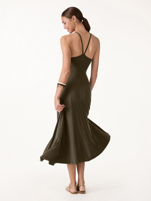 linen bra dress Women's A&F Dylan Bra-Free Linen-Blend Mini Dress in Black | Size M