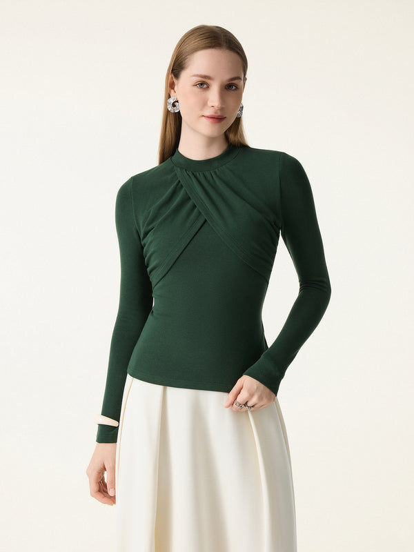 ProWarm Crewneck Ruched Long Sleeve Top