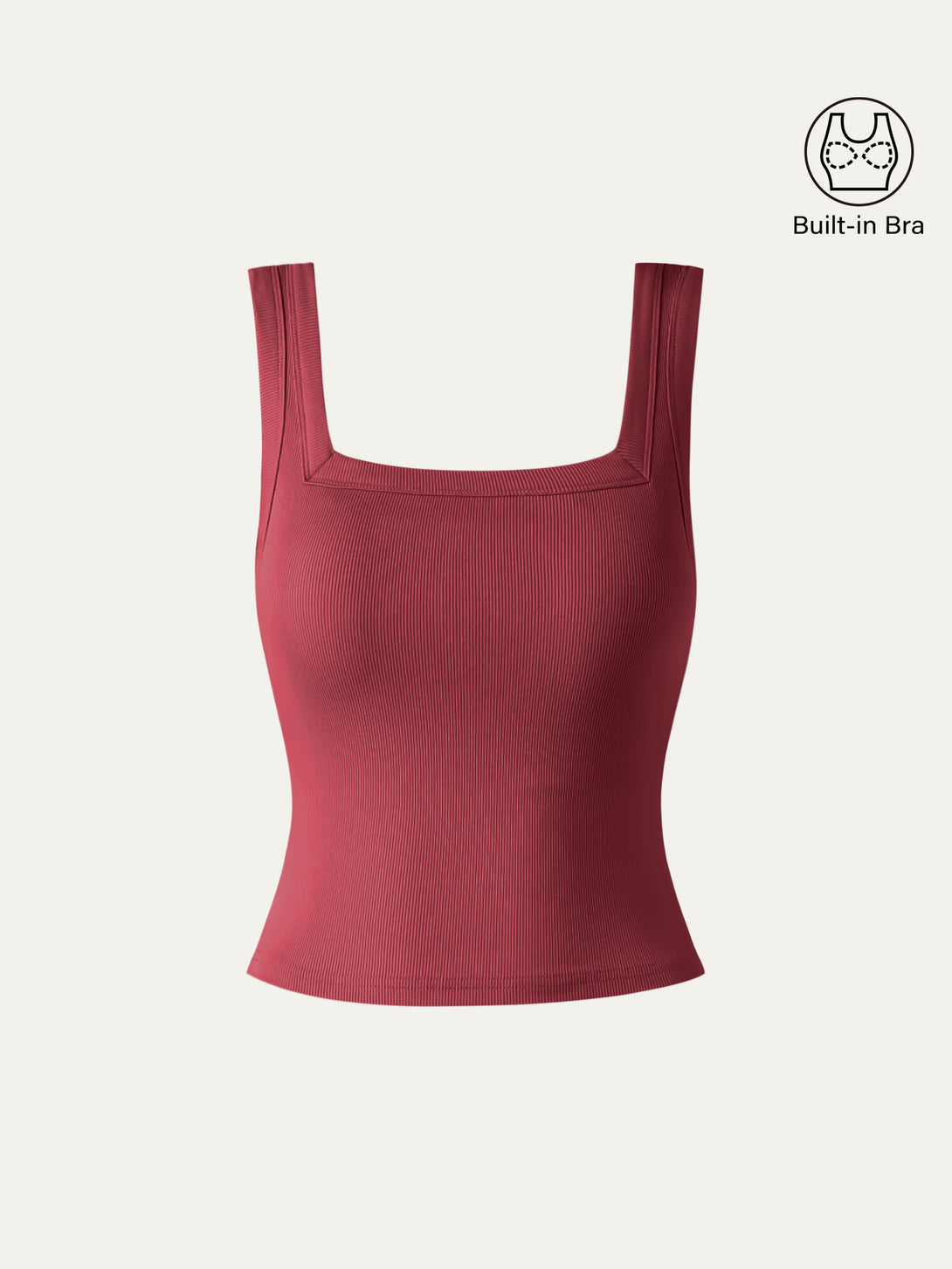 Slinky Square Open-Back Brami Tank Top Carmine Red Cropped