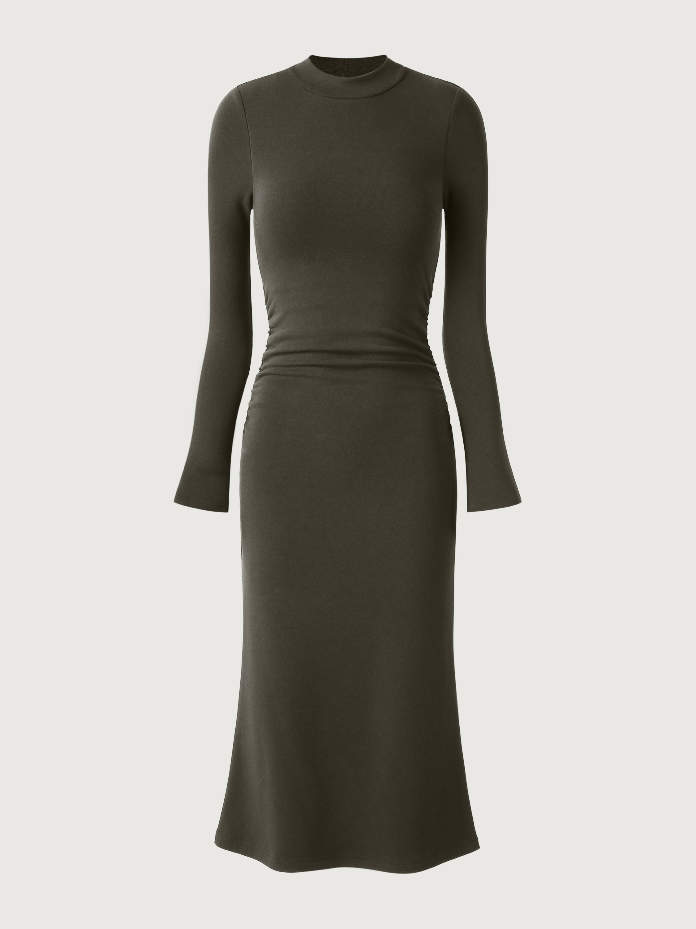 Ogl Eco-Mousse® Mockneck Ruched Sides Midi Brami Dress