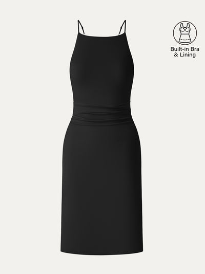 OGLmove CoolTouch A-Line Rcuhed Mini Bra Dress Black XS