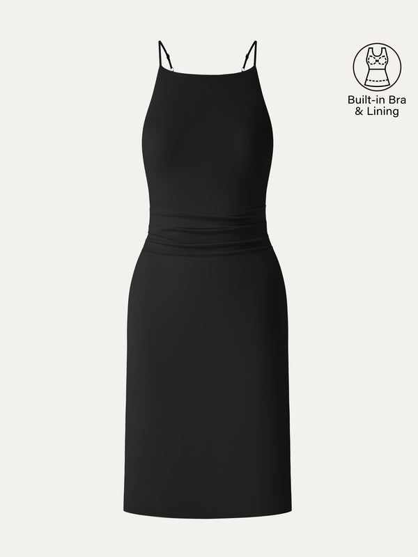 OGLmove CoolTouch A-Line Rcuhed Mini Bra Dress Black XS