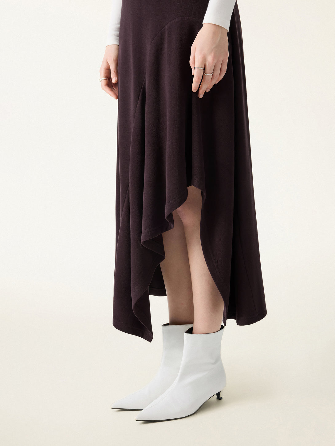 Flowy A-line Asymmetrical Midi Skirt