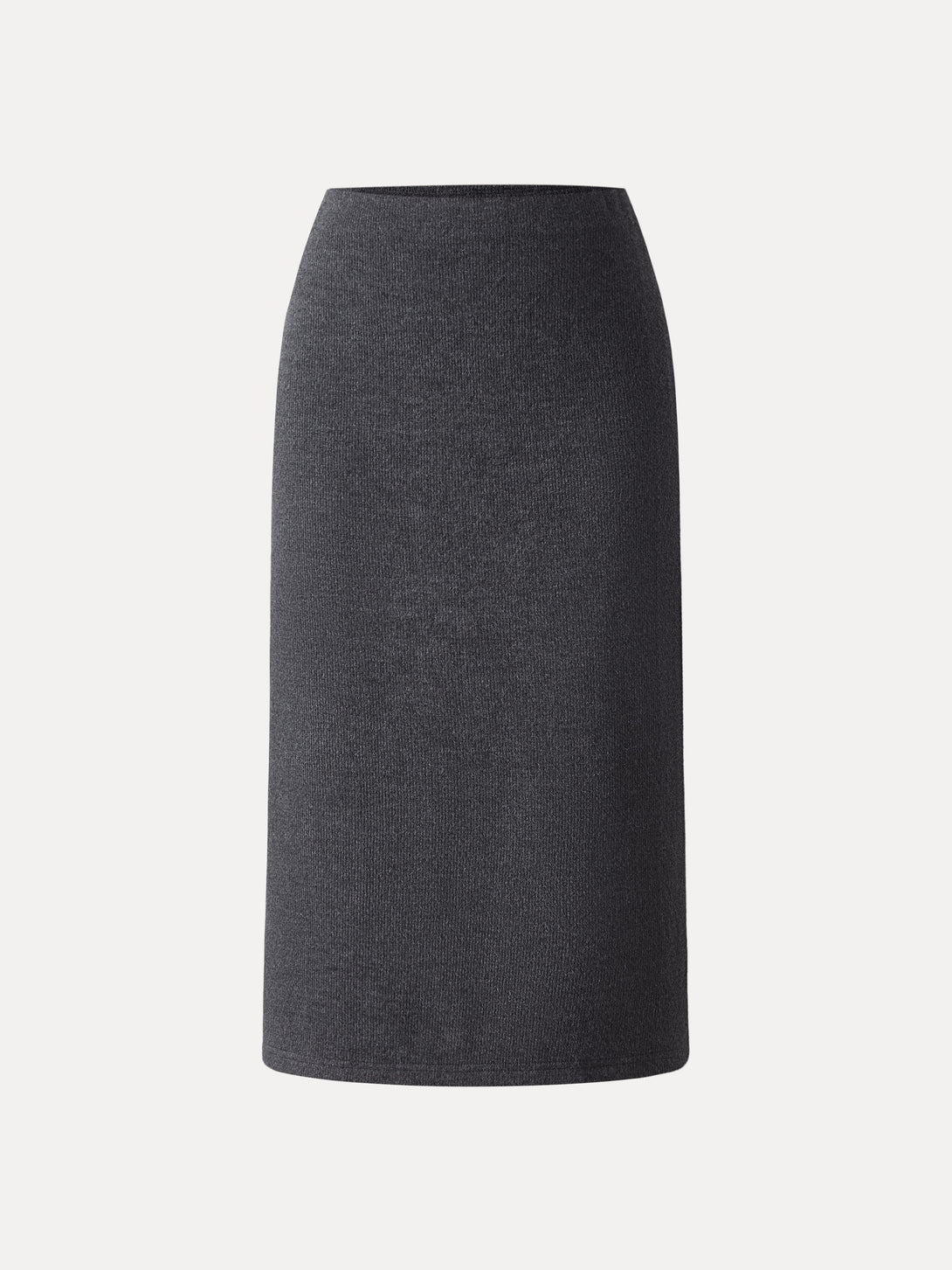 Ribbed H-line Pull-on Midi Skirt