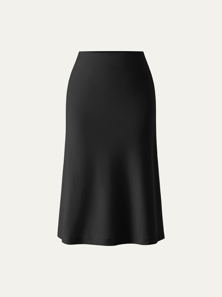 A-line Midi Skirt with Pockets Black XS