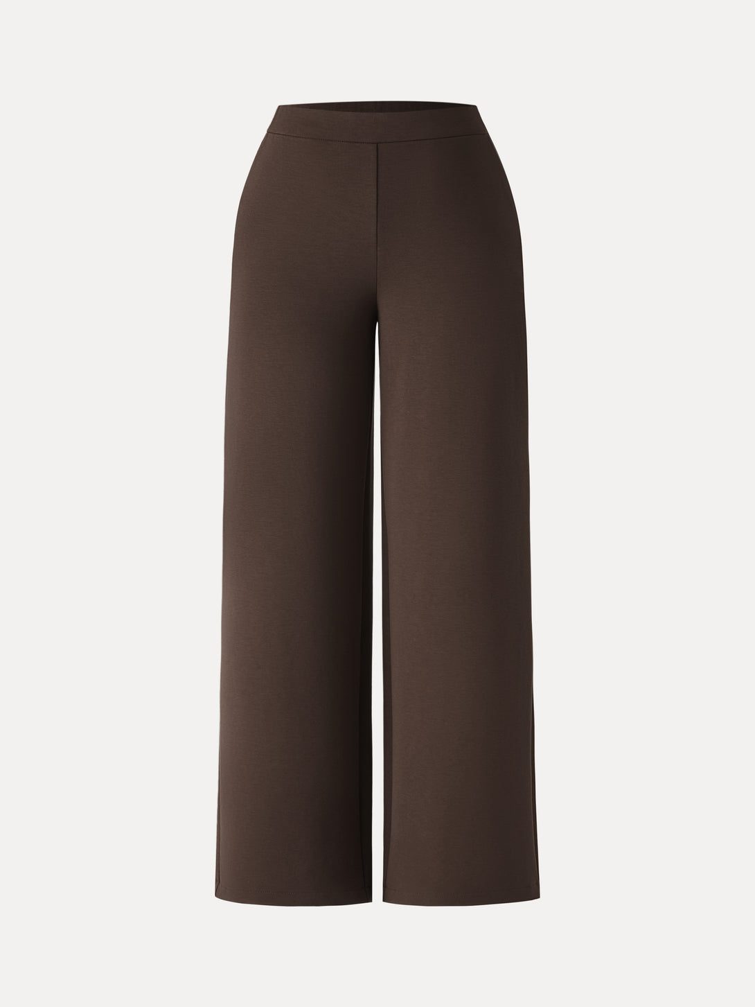 Brushed Stretch High Rise Slim Straight Pull-on Pants with Pockets Petite Espresso