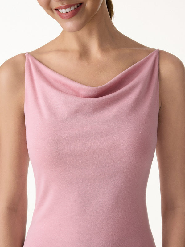 OGLmove 2Pcs Set Cowl Neck Bra Tank & A-Line Maxi Skirt with Pockets