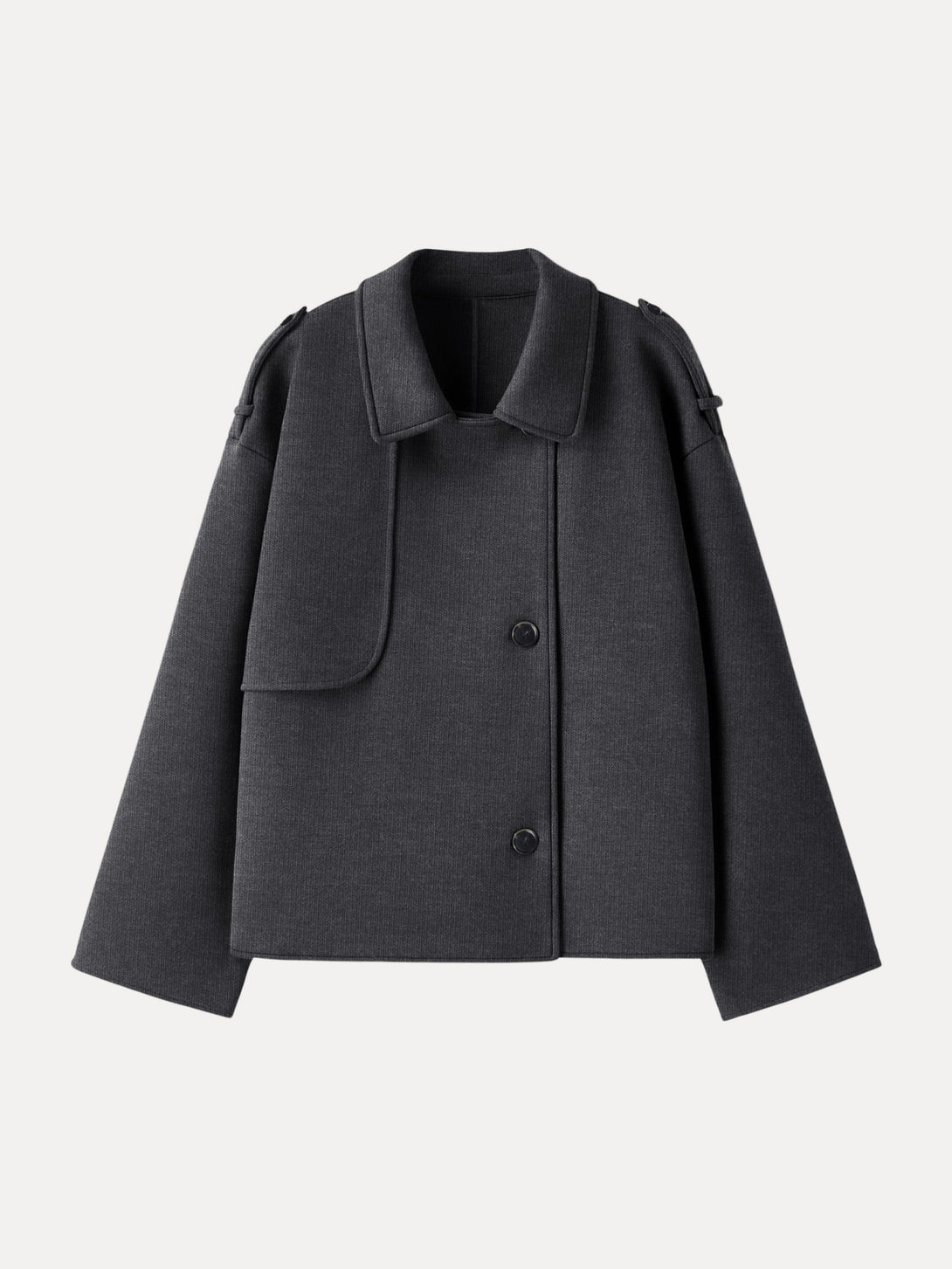 DoubleWarm Convertible Collar Buttoned Coat Heather Carbon XS