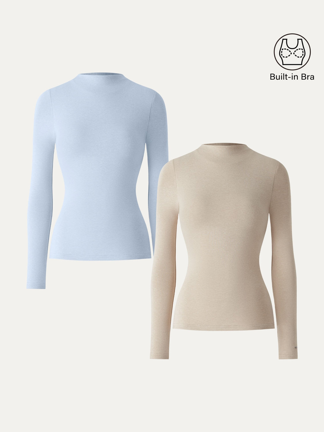 ProWarm Mockneck Long Sleeve Brami Natural Calico/Blue Air XS