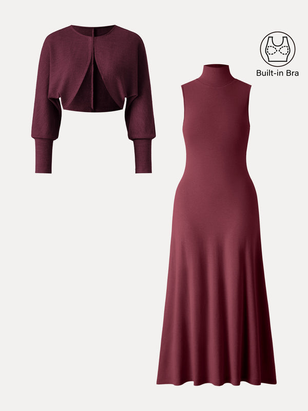 ProWarm Sleeveless Turtleneck Brami Dress with Cardigan Christmas Special XS