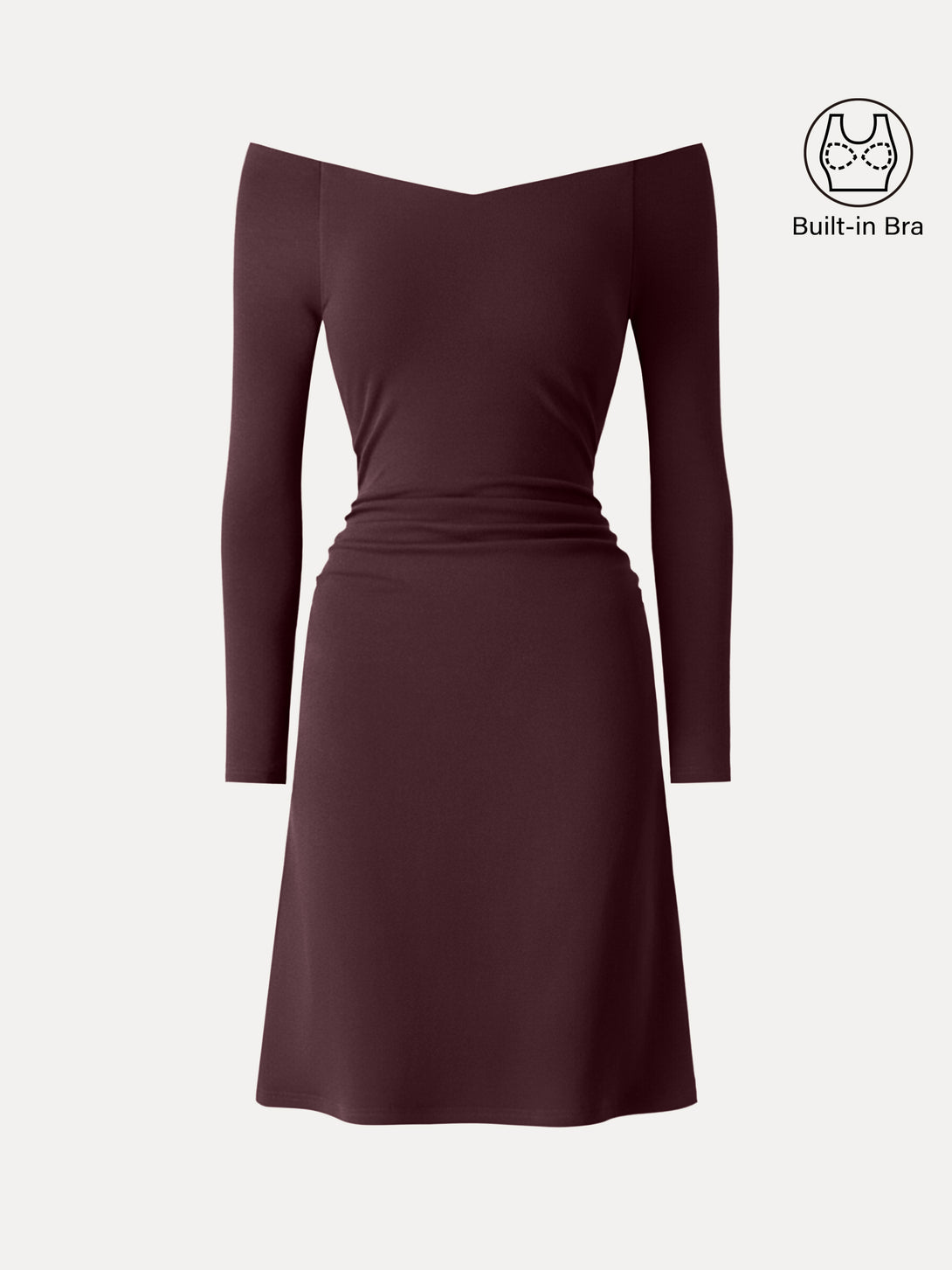 Non-Slip Classy Wide Neckline Ruched Mini Brami Dress