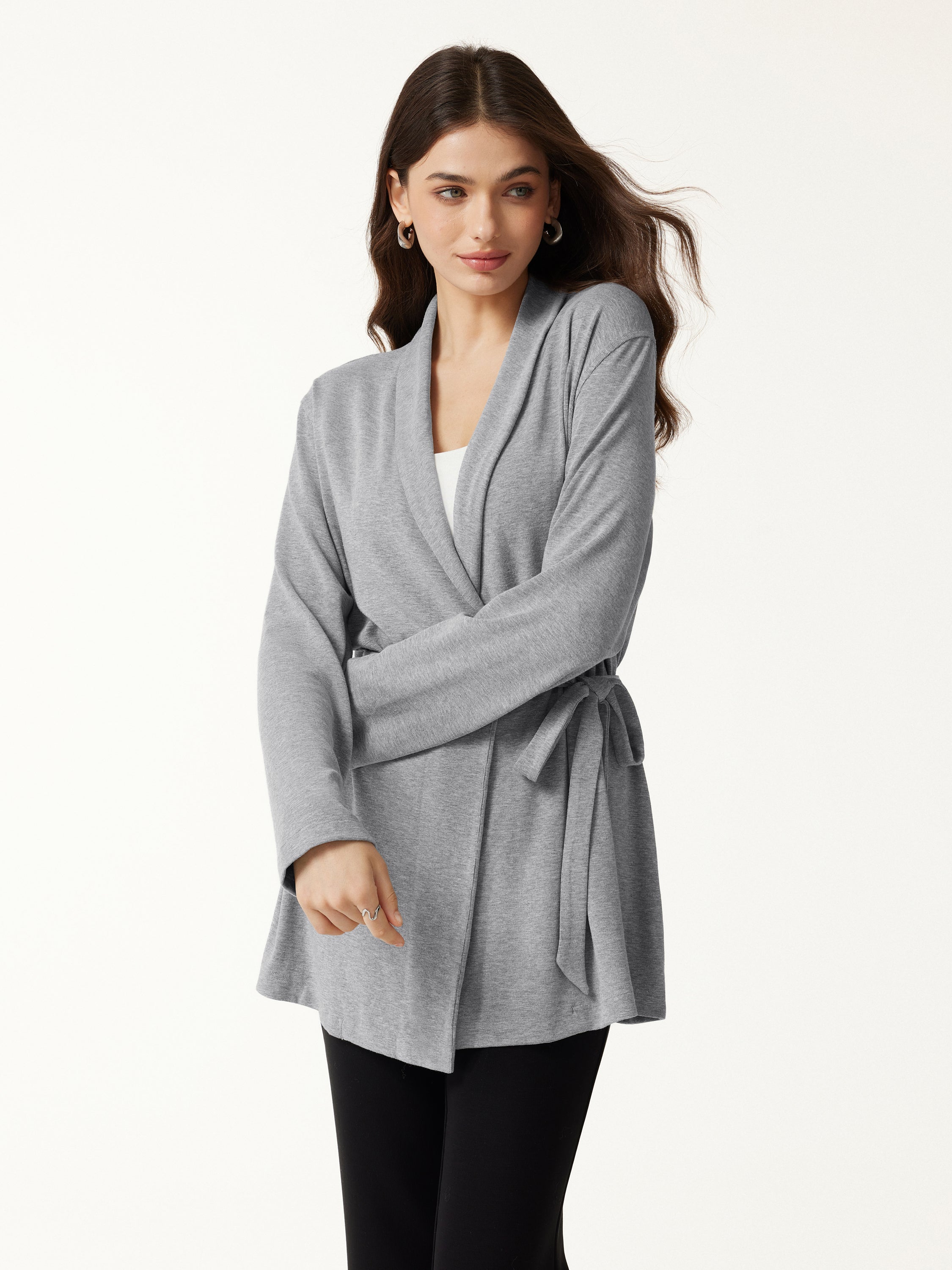 OGL Eco-Mousse Lapel Long Sleeve Belted Cardigan – OGLmove