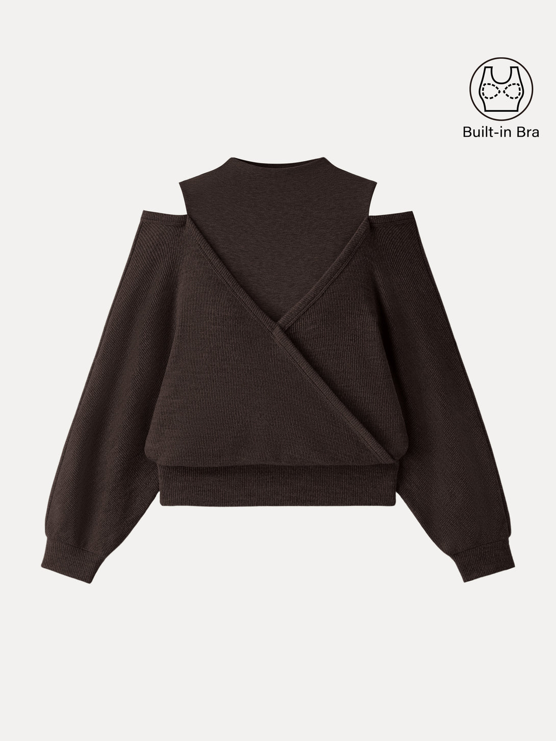 Cozy Mockneck Cutout Shoulder Surplice Brami