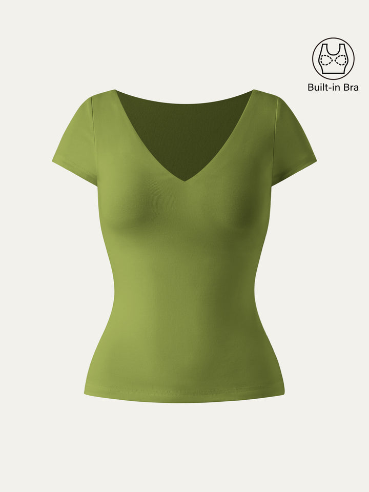 V-neck Short Sleeve New Airy Brami Peri Green XS