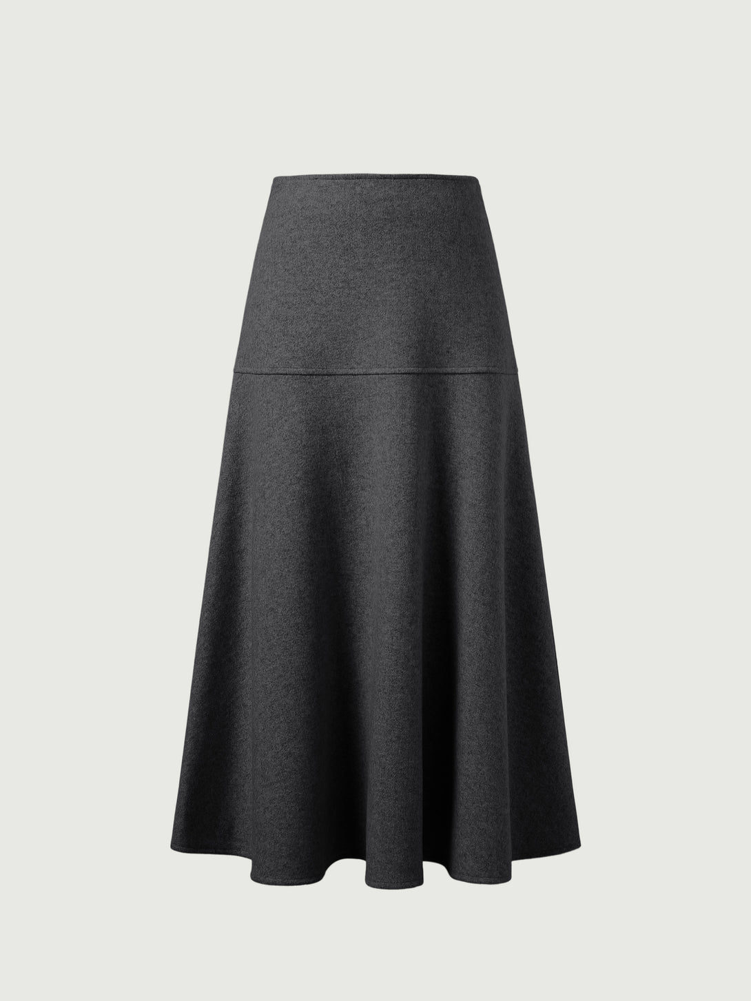 Wool-like Flared Maxi Skirt Regular Heather Black