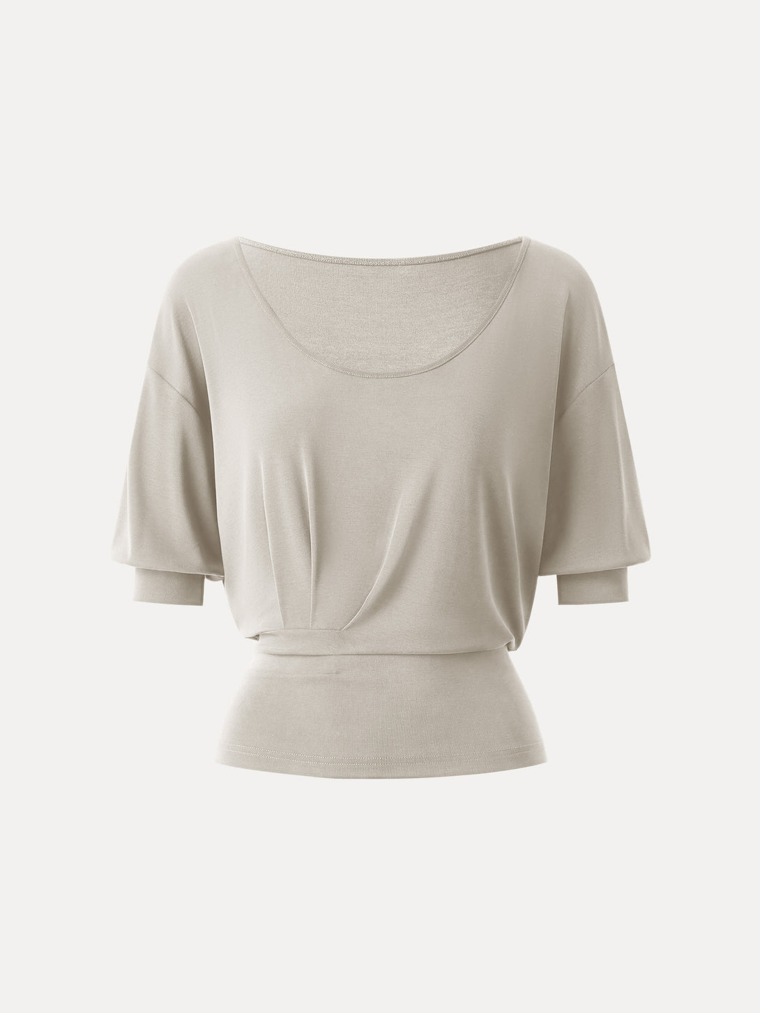 Scoop Neck Short Sleeve Tucked Tee Morning Mist XS