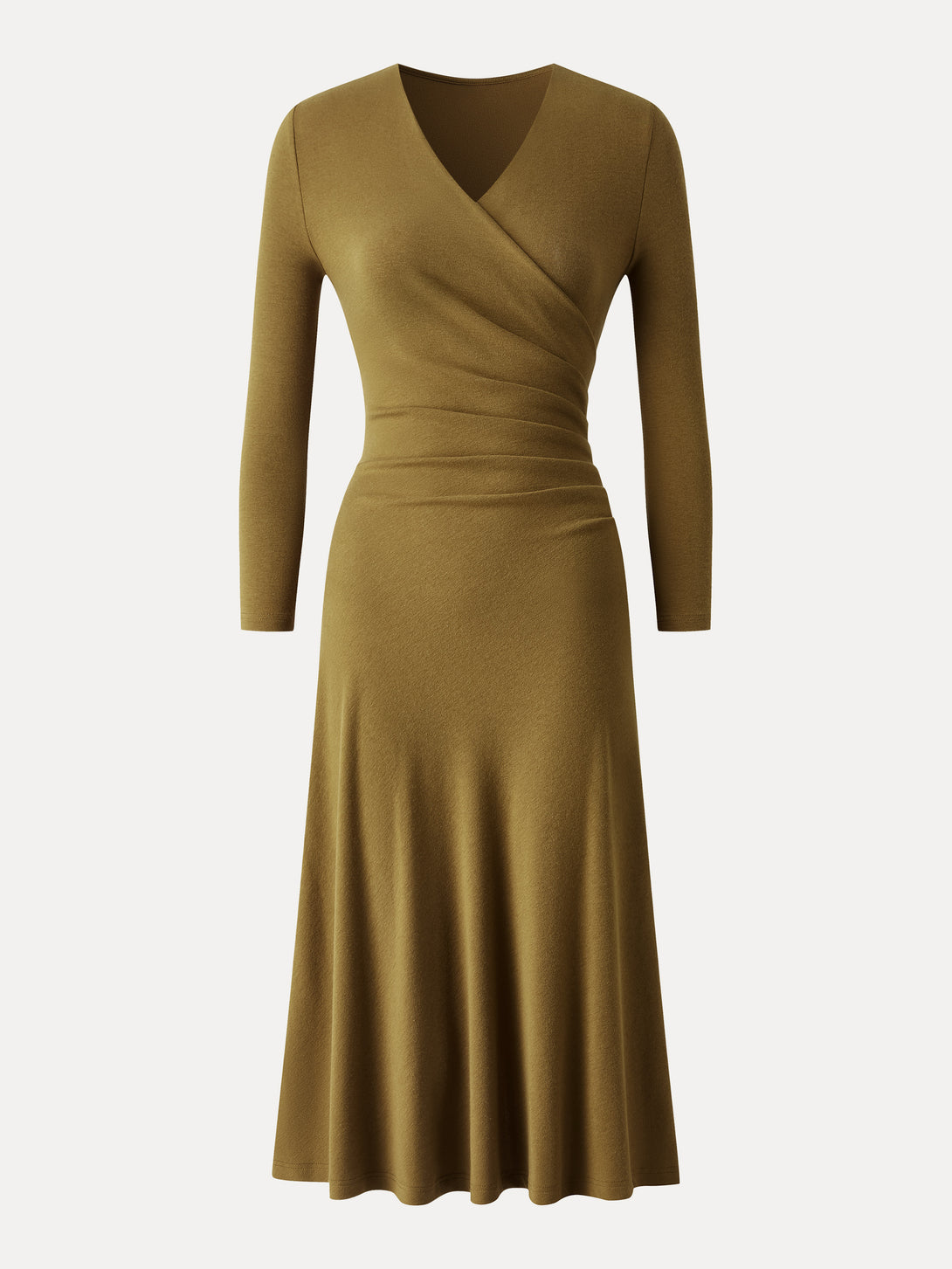 Slimming Surplice 3/4 Sleeve Midi Dress